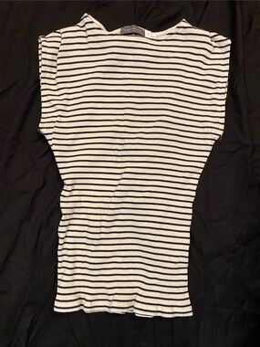 Striped Ribbed Muscle Tee - Black & White